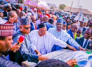 Shettima, Adamu and Sule during commissioning of projects in Nasarawa State 