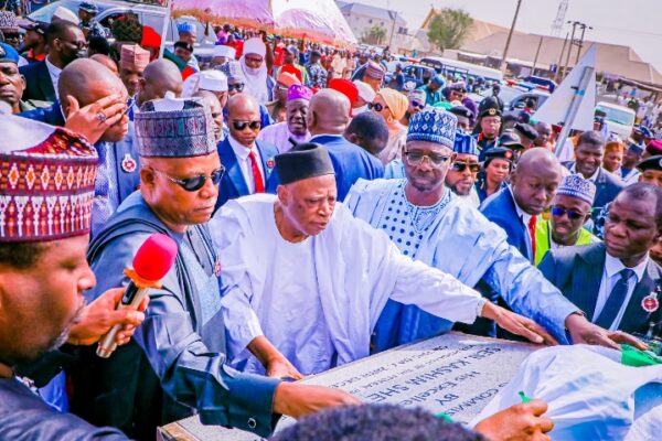 Shettima, Adamu and Sule during commissioning of projects in Nasarawa State