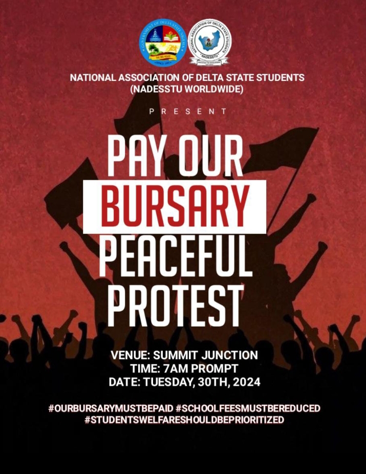 Nat'l Association of Delta State Students fumes over non payment of 2023 Bursary, calls for a peaceful protest