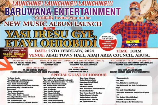 CEO Baruwana Entertainment, Mr 2Door invites the general public to it's upcoming launching of new music album Feb. 25th, 2024