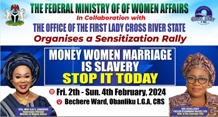 Gender based: Women affairs minister storms Bechere in Cross River State to end money marriage