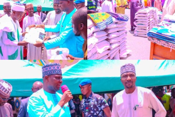 Lawmaker representing Uke/Karshi, Musa Gude distributes food items, clothes, gadgets, cash to constituents