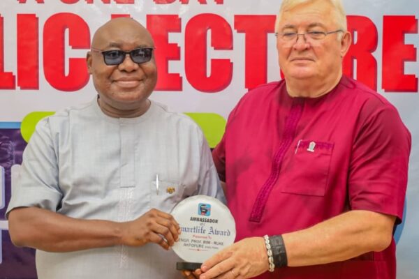 Prof Akpofure FUPRE VC conferred with SMARTLIFE Ambassador Award