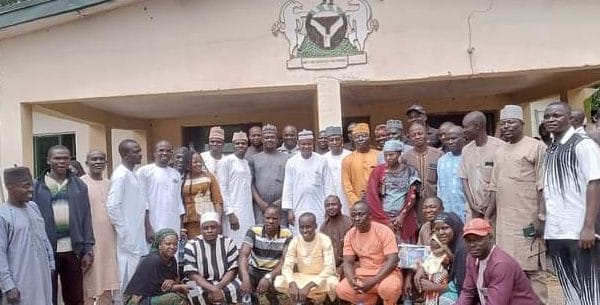 Executive chairman of Toto Local Government Council, Hon. Abdullahi Aliyu Tashas in a group photograph with elected and appointed council officials