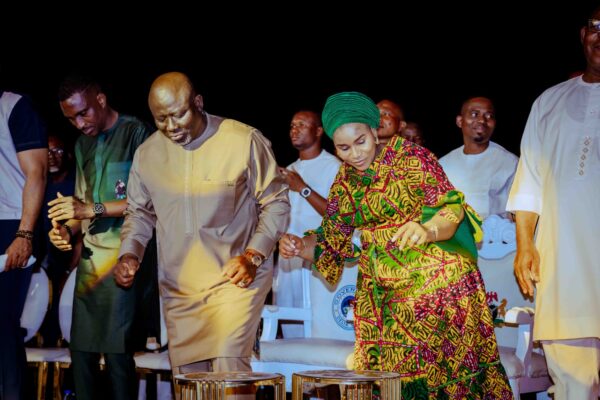 Governor Sheriff Oborevwori and his wife, Deaconess Tobore Oborevwori, his Deputy