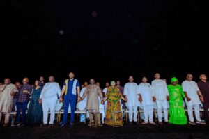 Governor Sheriff Oborevwori and his wife, Deaconess Tobore Oborevwori, his Deputy, Sir Monday Onyeme, Member representing Aniocha/Oshimili Federal Constituency, Hon. Ngozi Okolie, the Deputy Speaker of the State House of Assembly, Rt Hon Arthur Akpowowo, and other top government functionaries