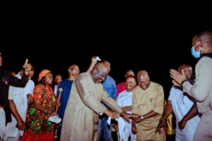 Governor Sheriff Oborevwori and his wife, Deaconess Tobore Oborevwori, his Deputy, Sir Monday Onyeme, Member representing Aniocha/Oshimili Federal Constituency, Hon. Ngozi Okolie, the Deputy Speaker of the State House of Assembly, Rt Hon Arthur Akpowowo, and other top government functionaries