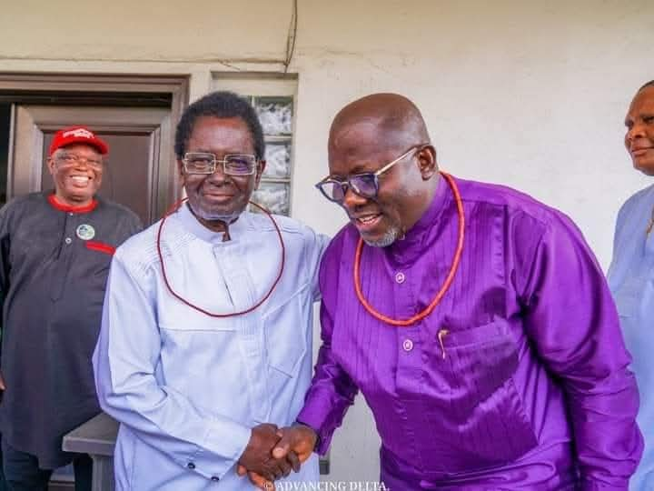 Elder statesman, Chief Godwin Ogbetuo and Delta State Governor, Rt. Hon. Sheriff Oborevwori