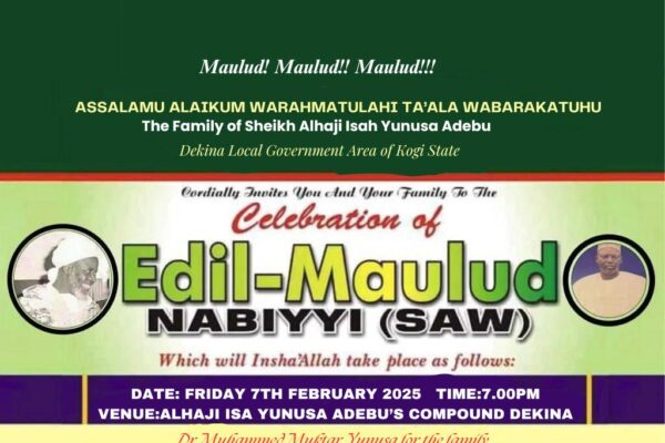 Sheikh Alhaji Isah Yunusa Adebu holds Edil Maulud Nabiyi (SAW) on February 7