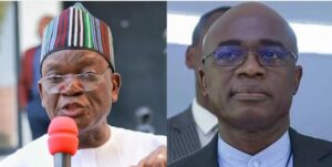 Former Benue State Governor, Samuel Ortom and Governor Hyacinth Alia of Benue State