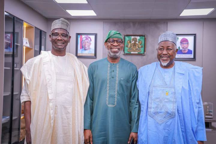 Nasarawa State Governor, Abdullahi Sule, Minister of Solid Minerals Development, Dele Alake and Minister of Defence, Mohammed Badaru Abubakar