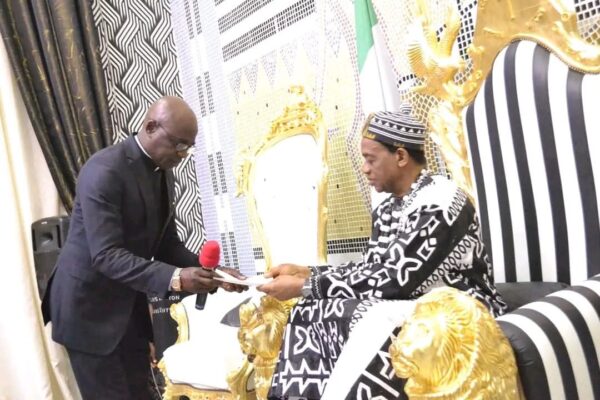 TOR TIV AYATSE SUPPORTING ALIA FOR HIS SELFISH INTEREST Benue State Governor Hyacinth Alia (L) and Tor Tiv, Professor James Ayatse