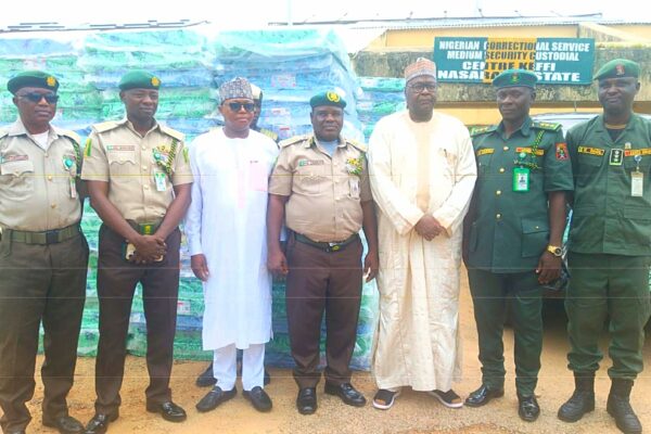 Gov. Sule Donates 500 Mattresses to Keffi Correctional Service The Commissioner for security and Sundry matters, Usman Baba In a photograph during the presentation of 500 mattresses to Keffi correctional service.